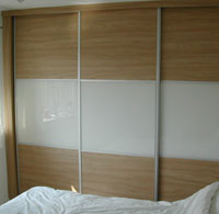 Wood and white sliding doors